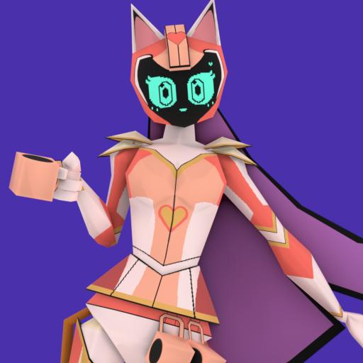 A low poly Motorcycle-helmet wearing cat girl named Nanori.
