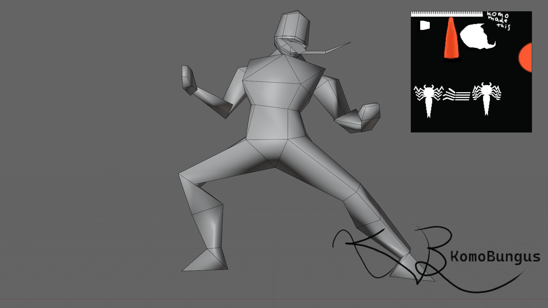 Turnaround of a wireframe Venom with his texture