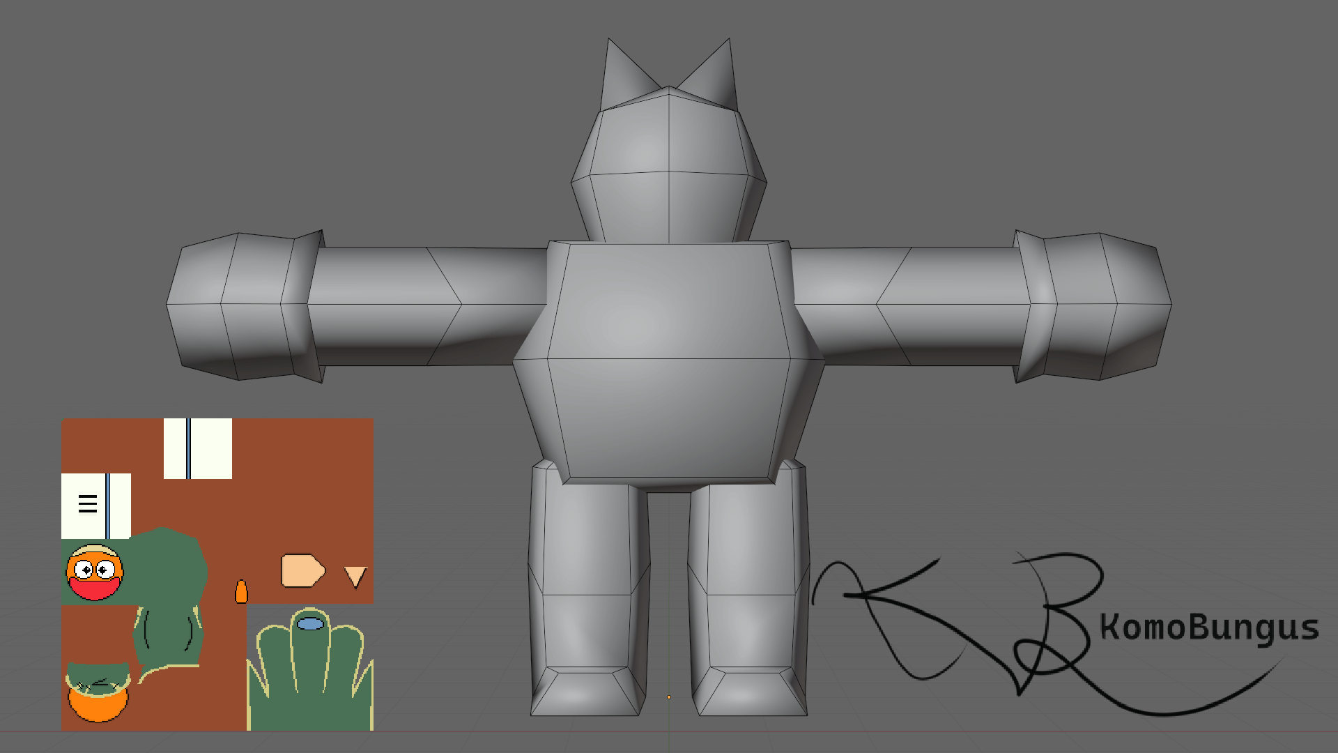 Turnaround of a wireframe Ruffy with his texture