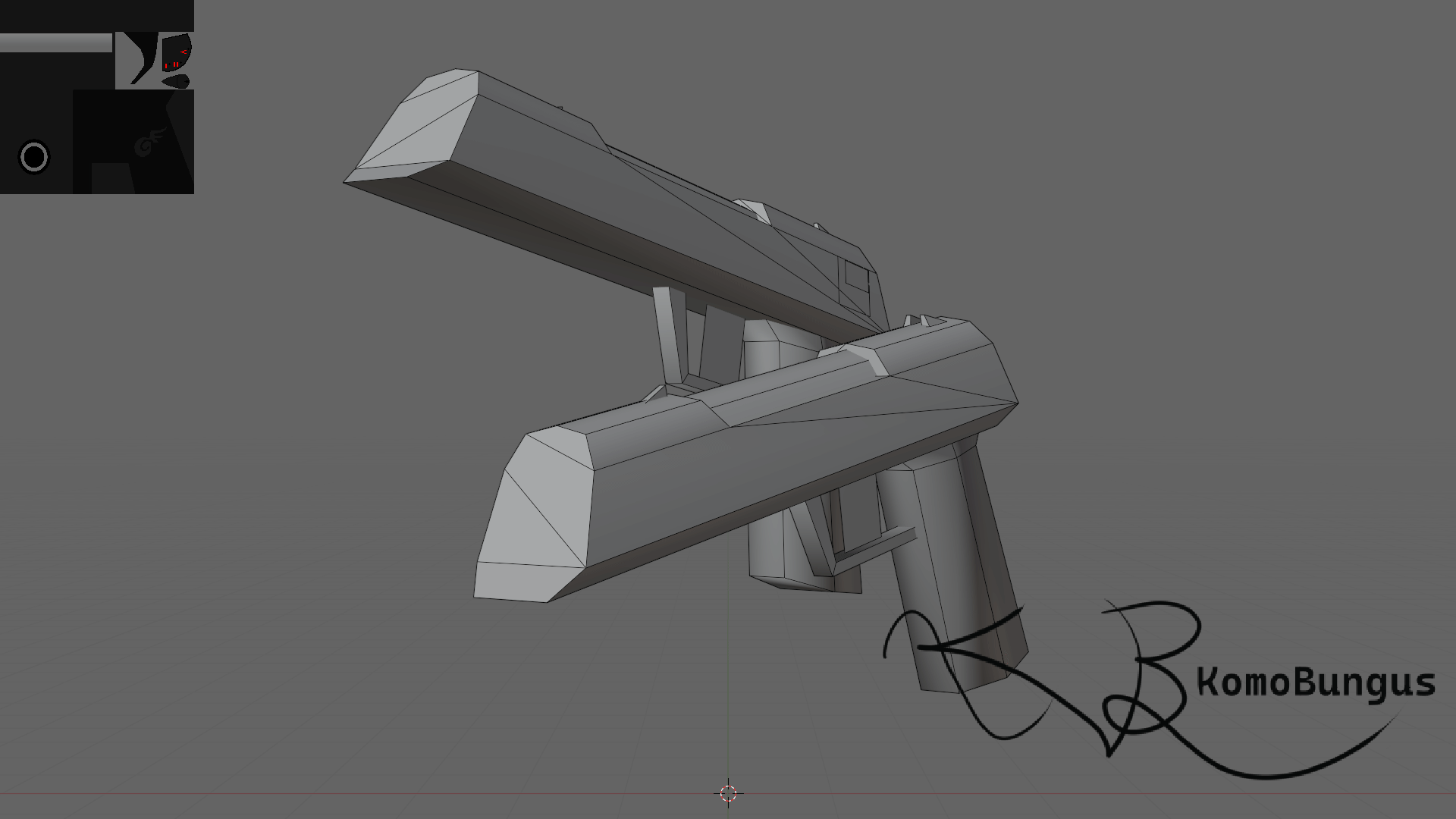Wireframe turnaround of Twin Pistols